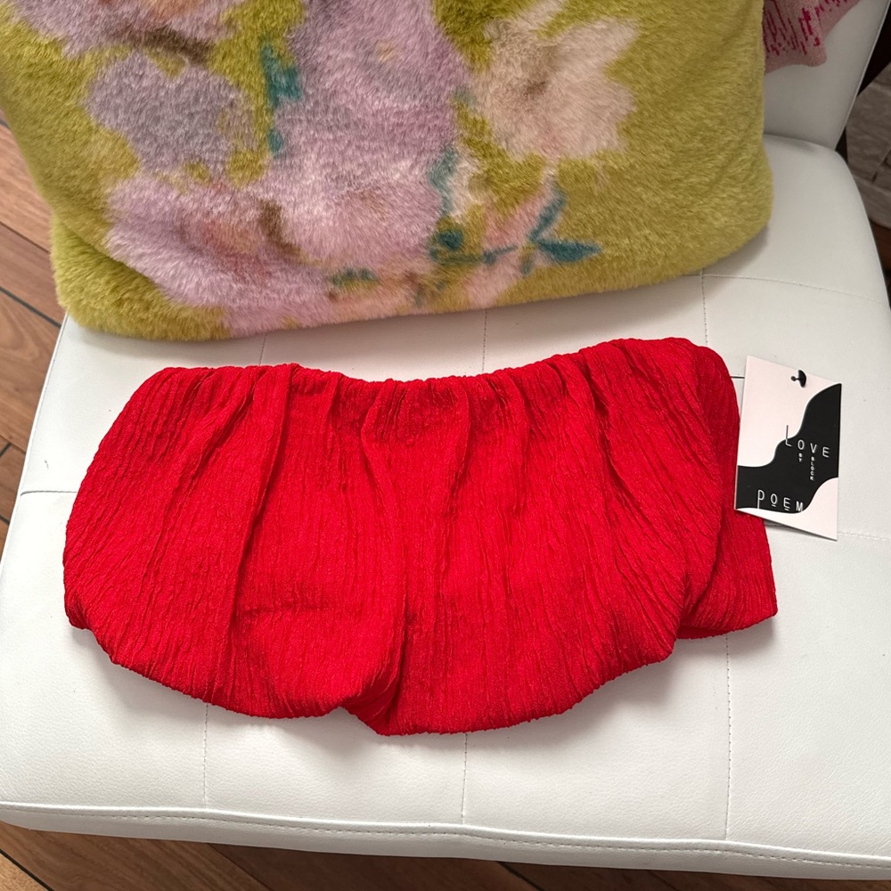 Love Poem by Block Iris 155 in Red Berry Crinkle Bandeau Top Sz: Small NWT